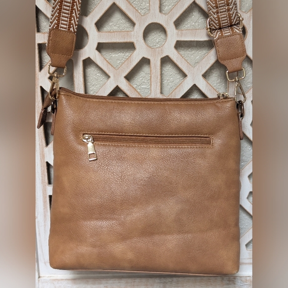 Telena crossbody purse bag brown faux leather adjustable strap minimalist boho - Picture 5 of 6